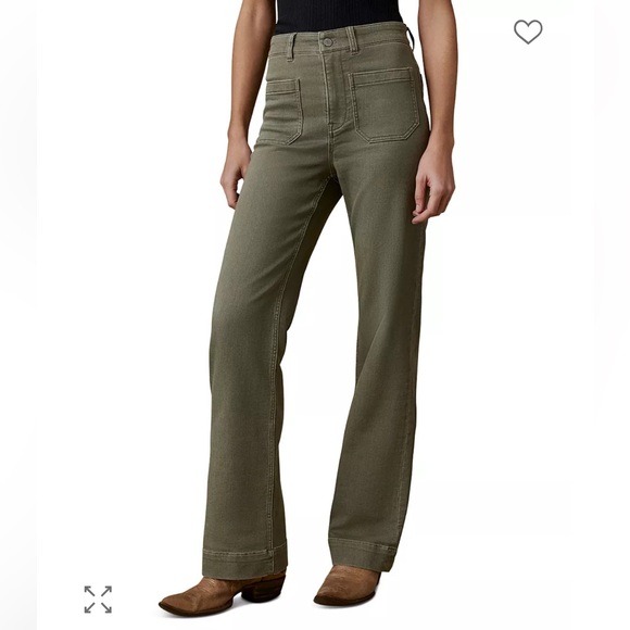 Faherty Pants - Faherty Stretch Terry Patch Pocket Pants Wide Leg Forest Green 27